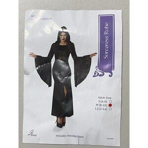 Seasons Sorceress Hooded Robe Size Medium 8-10 Black
